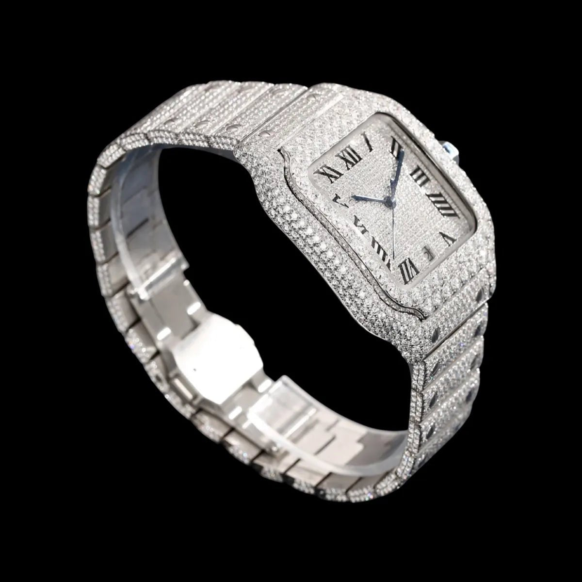 40mm Fully Iced - Out VVS Moissanite Square Watch - TONGSHOP / Style:White Gold / WATCH