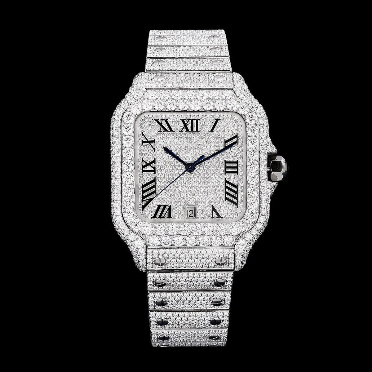 40mm Fully Iced - Out VVS Moissanite Square Watch - TONGSHOP / Style:White Gold / WATCH