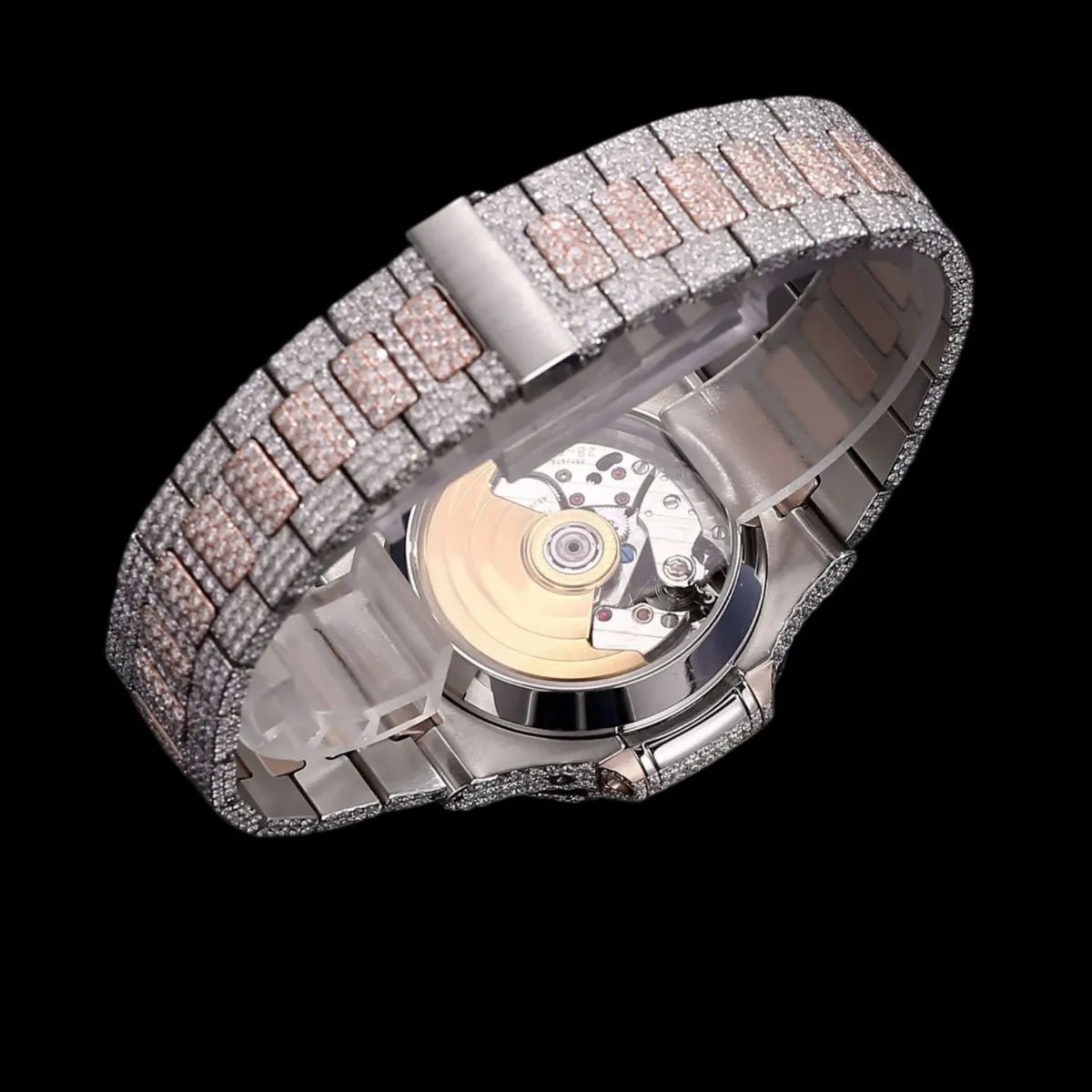 40mm Fully Iced - Out VVS Moissanite Square Watch - BLUE - TONGSHOP / Color:White Gold / Color:Yellow Gold