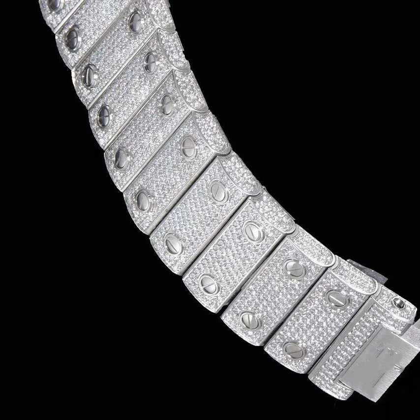 40mm Fully Iced - Out VVS Moissanite Square Watch - White Gold - TONGSHOP / Style:White Gold / WATCH