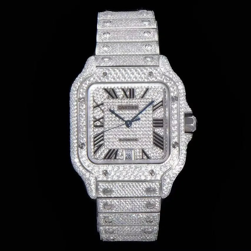 40mm Fully Iced - Out VVS Moissanite Square Watch - White Gold - TONGSHOP / Style:White Gold / WATCH