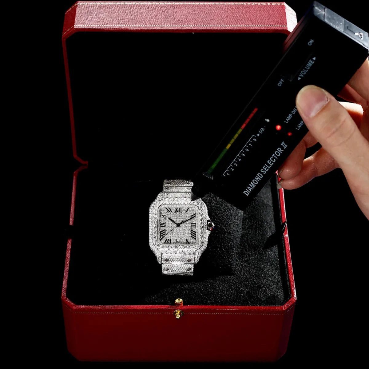 40mm Fully Iced - Out VVS Moissanite Square Watch - White Gold - TONGSHOP / Style:White Gold / WATCH