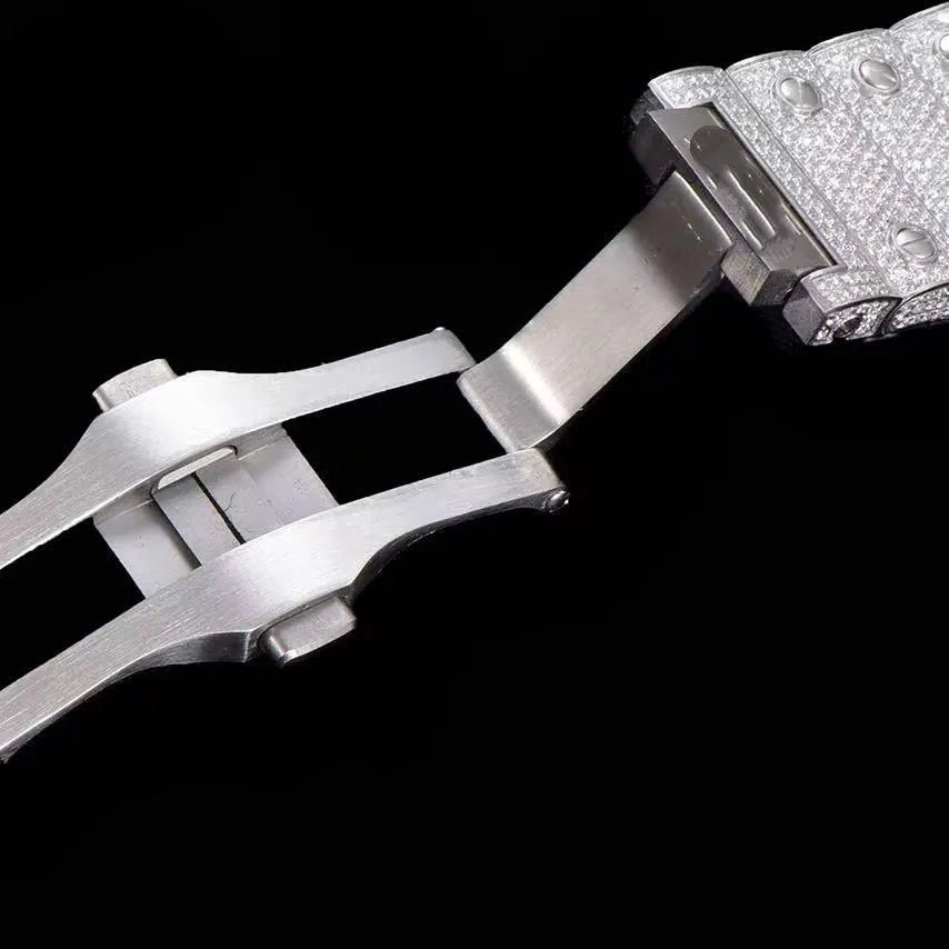 40mm Fully Iced - Out VVS Moissanite Square Watch - White Gold - TONGSHOP / Style:White Gold / WATCH