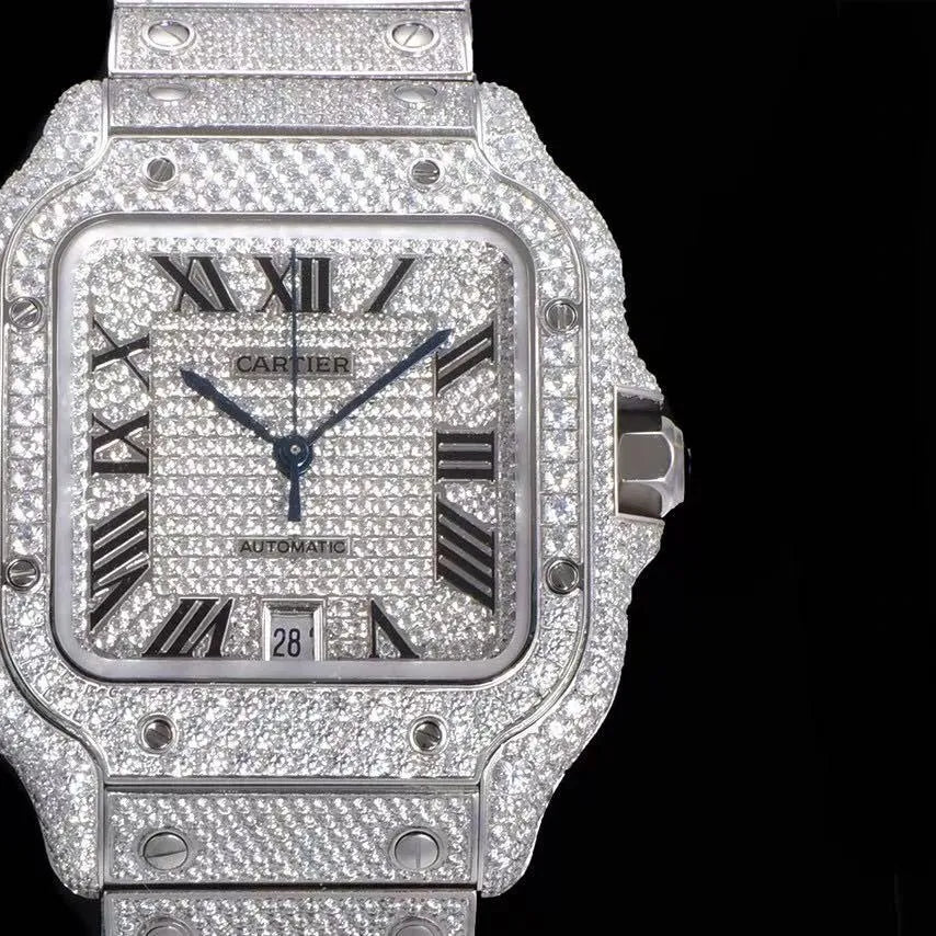 40mm Fully Iced - Out VVS Moissanite Square Watch - White Gold - TONGSHOP / Style:White Gold / WATCH