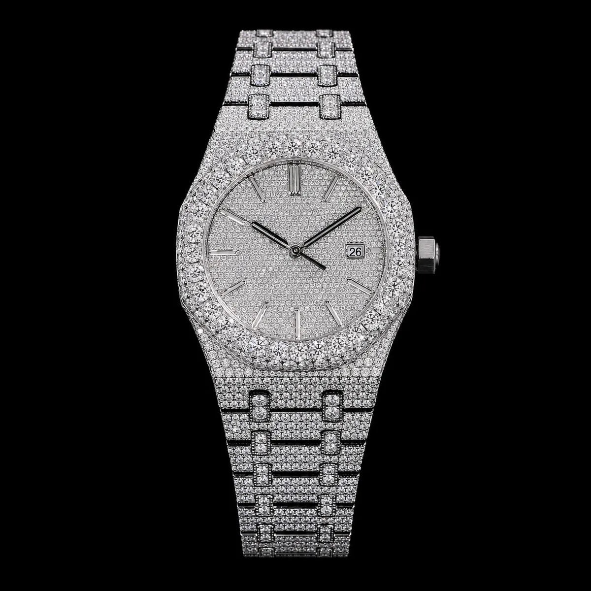40mm Fully Iced - Out VVS Moissanite Watch - TONGSHOP / Style:White Gold / WATCH