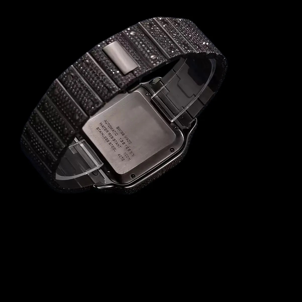 40mm Iced - Out VVS Black Moissanite Square Watch - TONGSHOP / Style:White Gold / WATCH