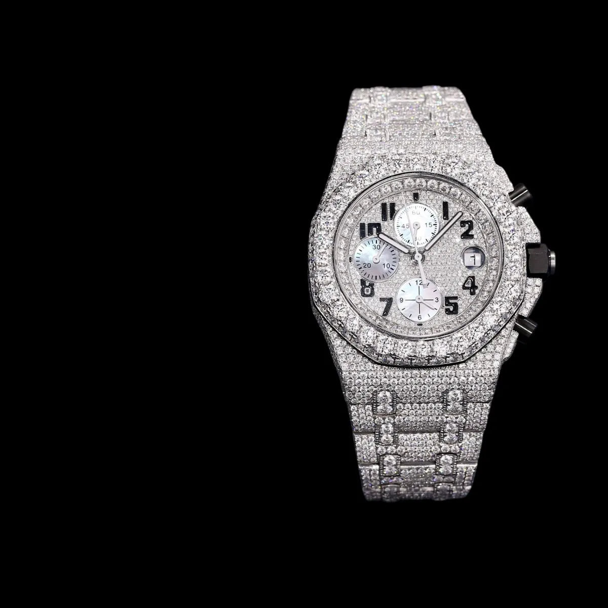 40mm Iced - Out VVS Moissanite APF Watch - TONGSHOP / Style:White Gold / WATCH