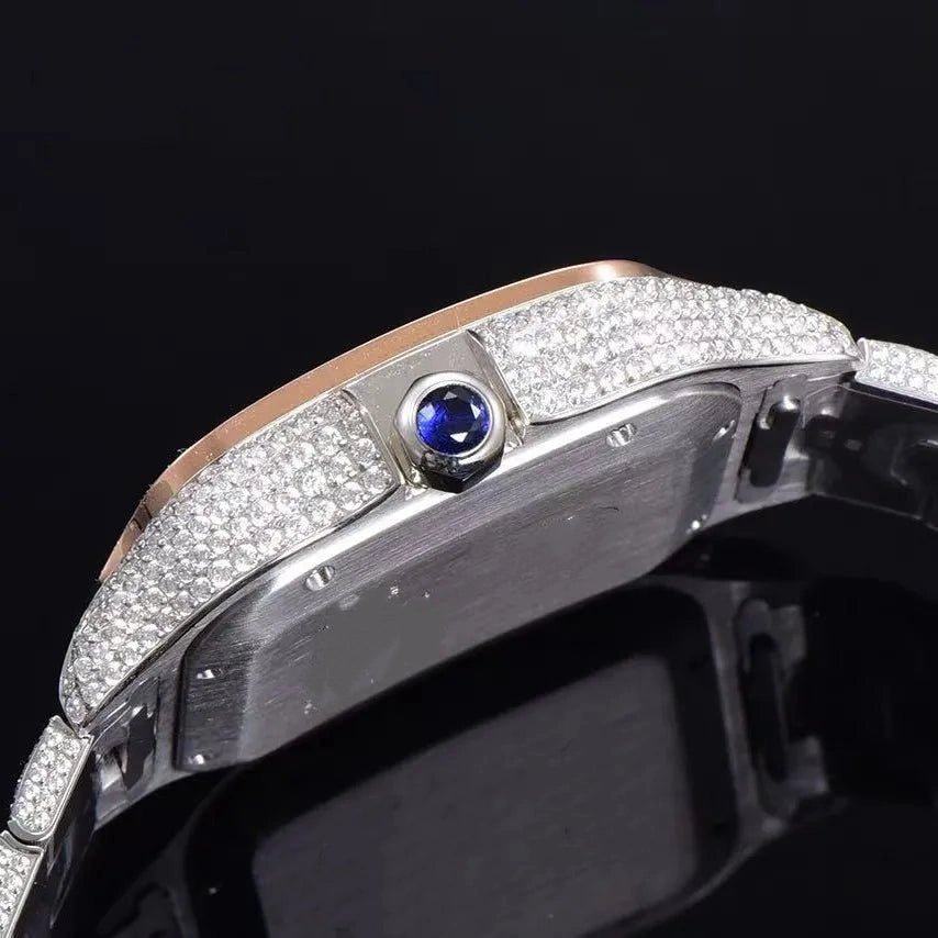 40mm Iced - Out VVS Moissanite Square Full - Diamond Watch - Rose Gold - TONGSHOP / Color:Rose Gold / Color:White Gold