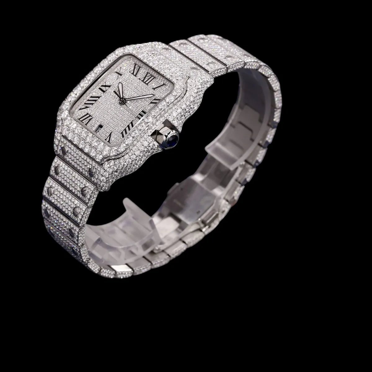 40mm Iced - Out VVS Moissanite Square Watch - TONGSHOP / Style:White Gold / WATCH