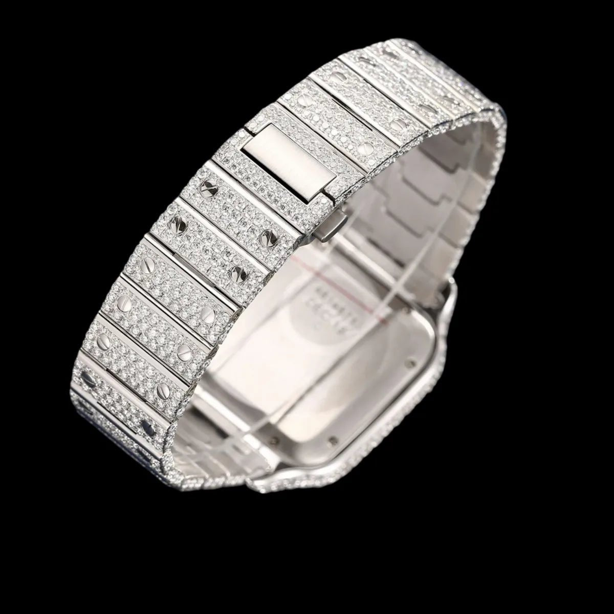 40mm Iced - Out VVS Moissanite Square Watch - BLUE - TONGSHOP / Style:White Gold / WATCH