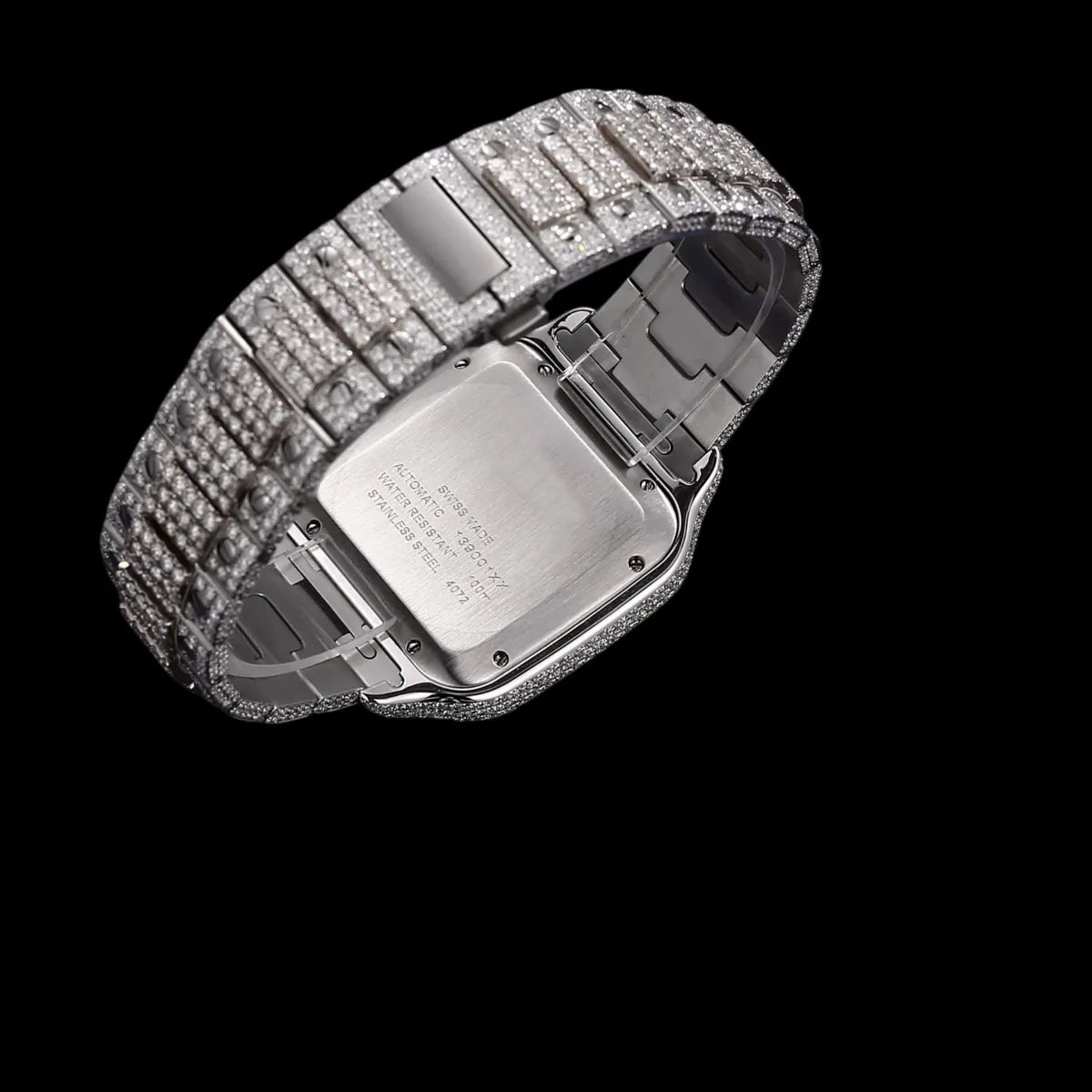 40mm Iced - Out VVS Moissanite Two - Tone Square Watch - TONGSHOP / Style:White Gold / WATCH