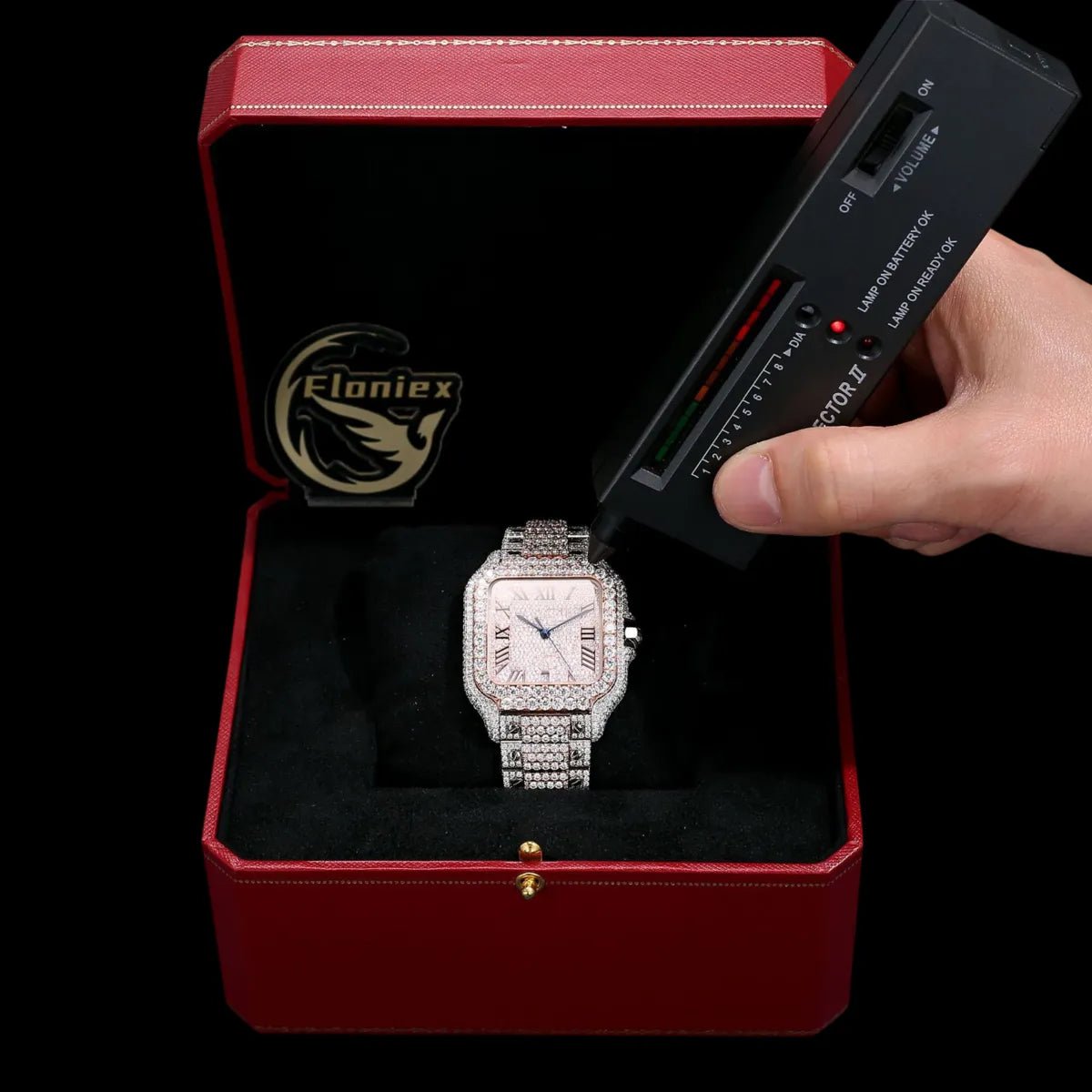 40mm Iced - Out VVS Moissanite Two - Tone Square Watch - TONGSHOP / Style:White Gold / WATCH
