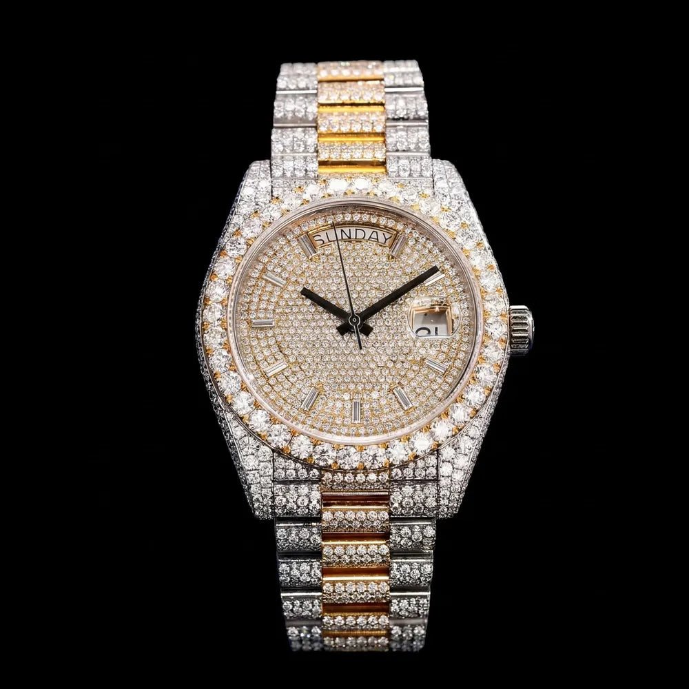 40mm Iced - Out Watch, White Gold Two - Tone - TONGSHOP / Style:White Gold / WATCH