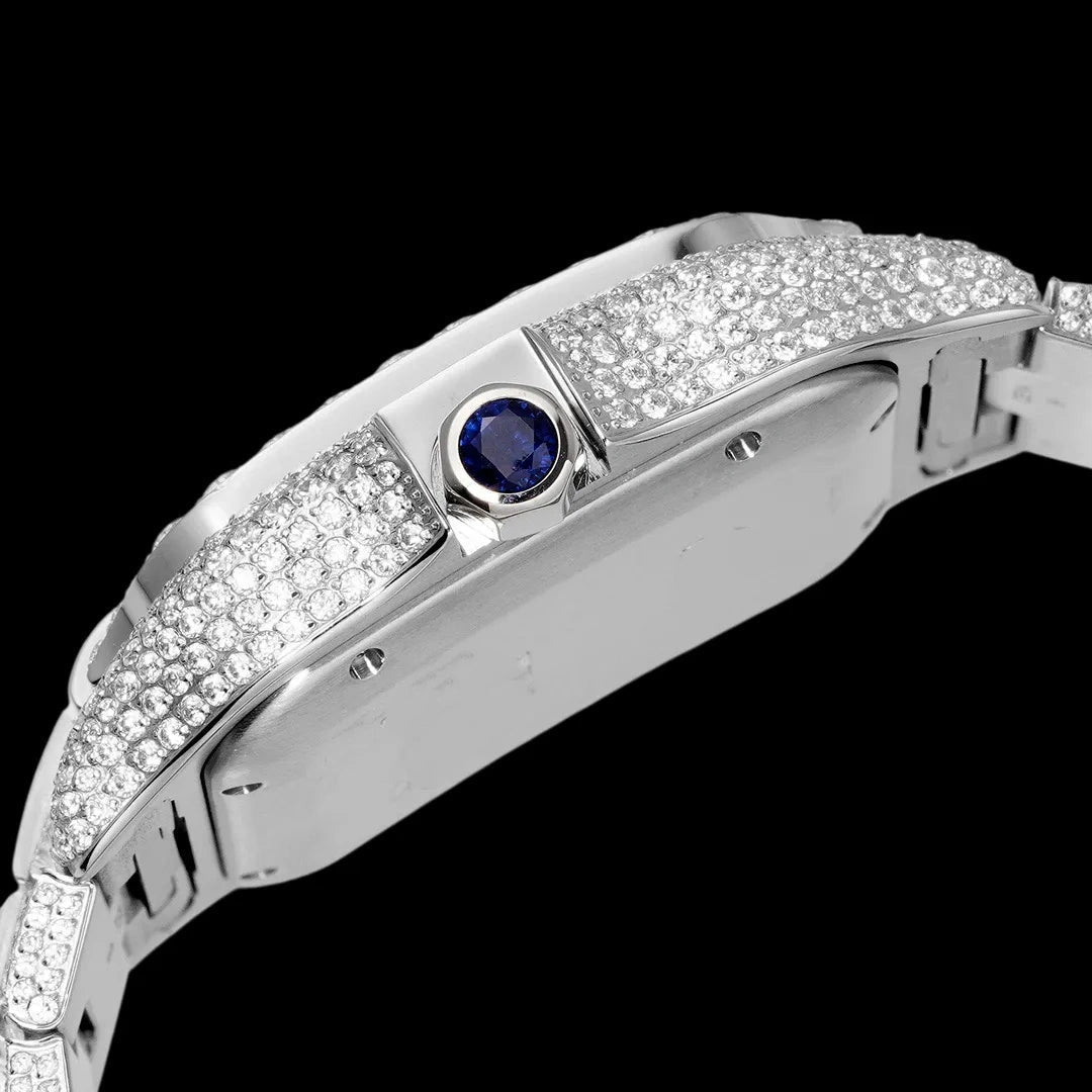 40mm Large Diamond VVS Moissanite Square Watch – Custom Edition - TONGSHOP / Color:White Gold / Color:Yellow Gold