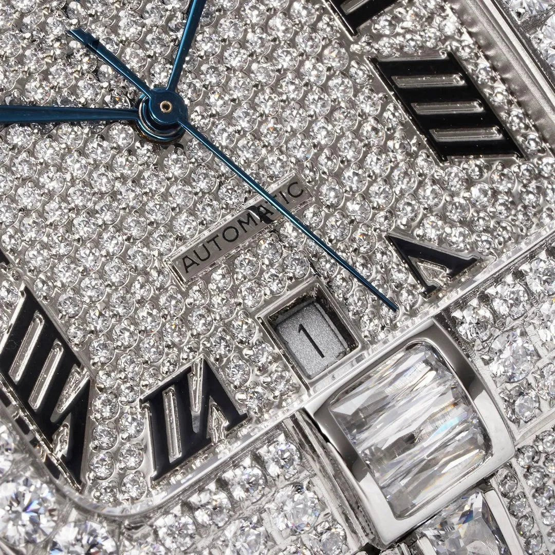 40mm Large Diamond VVS Moissanite Square Watch – Limited Edition - TONGSHOP / Color:White Gold / Color:Yellow Gold