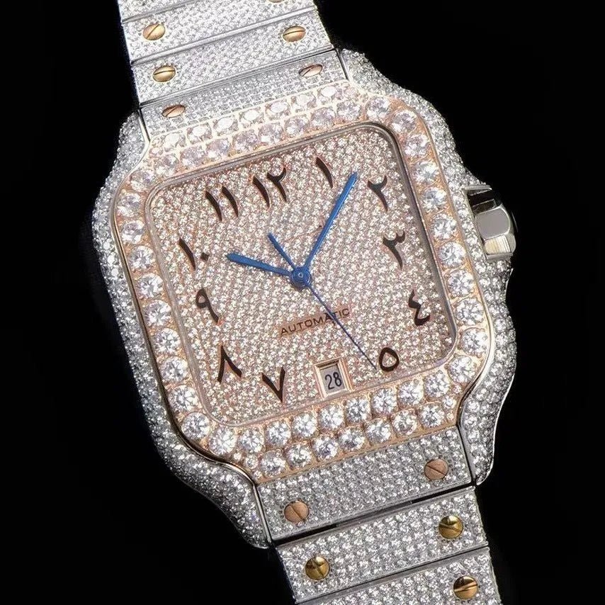 40mm Luxury VVS Moissanite Square Watch - TONGSHOP / Color:Rose Gold / Color:White Gold