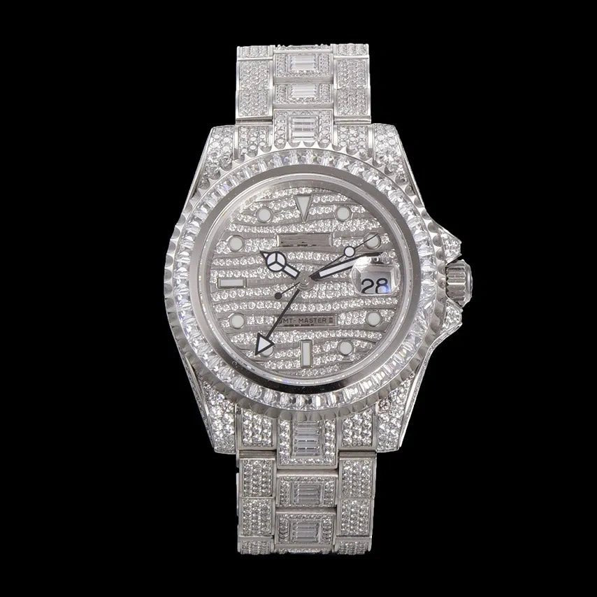 40mm Luxury VVS Moissanite Watch - White Gold - TONGSHOP / Color:White Gold / Style:White Gold