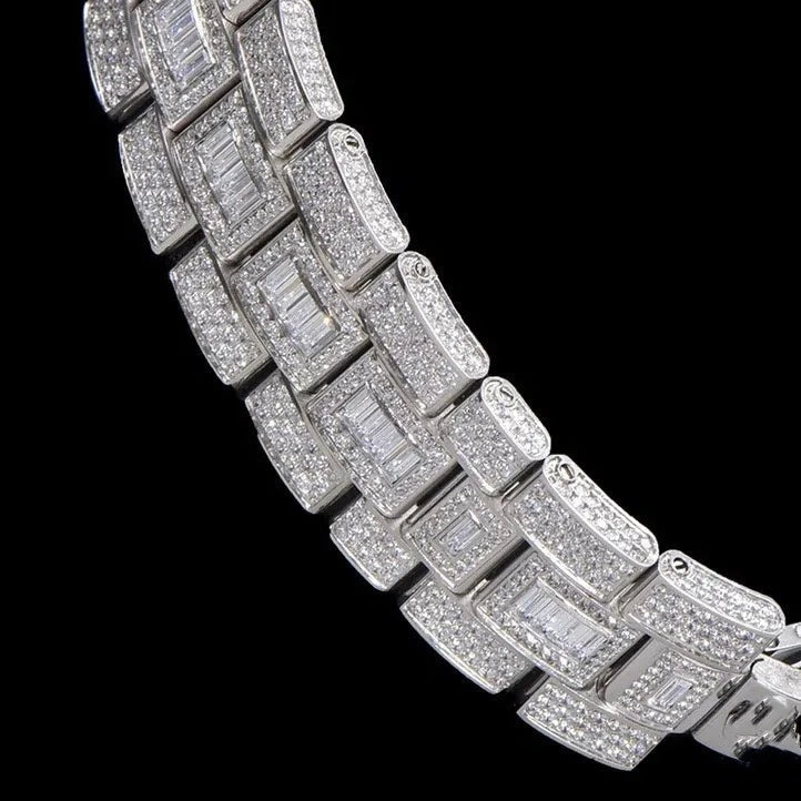 40mm Luxury VVS Moissanite Watch - White Gold - TONGSHOP / Color:White Gold / Style:White Gold
