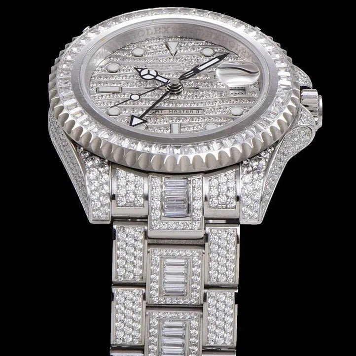 40mm Luxury VVS Moissanite Watch - White Gold - TONGSHOP / Color:White Gold / Style:White Gold
