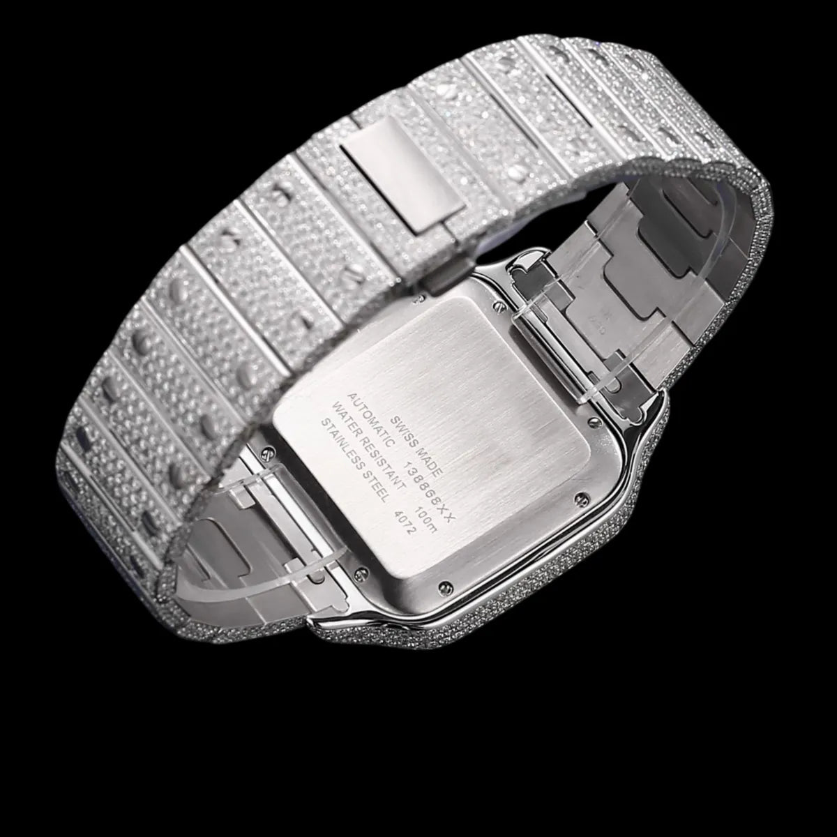 40mm T - Cut VVS Moissanite Square Watch - TONGSHOP / Color:White Gold / Color:Yellow Gold