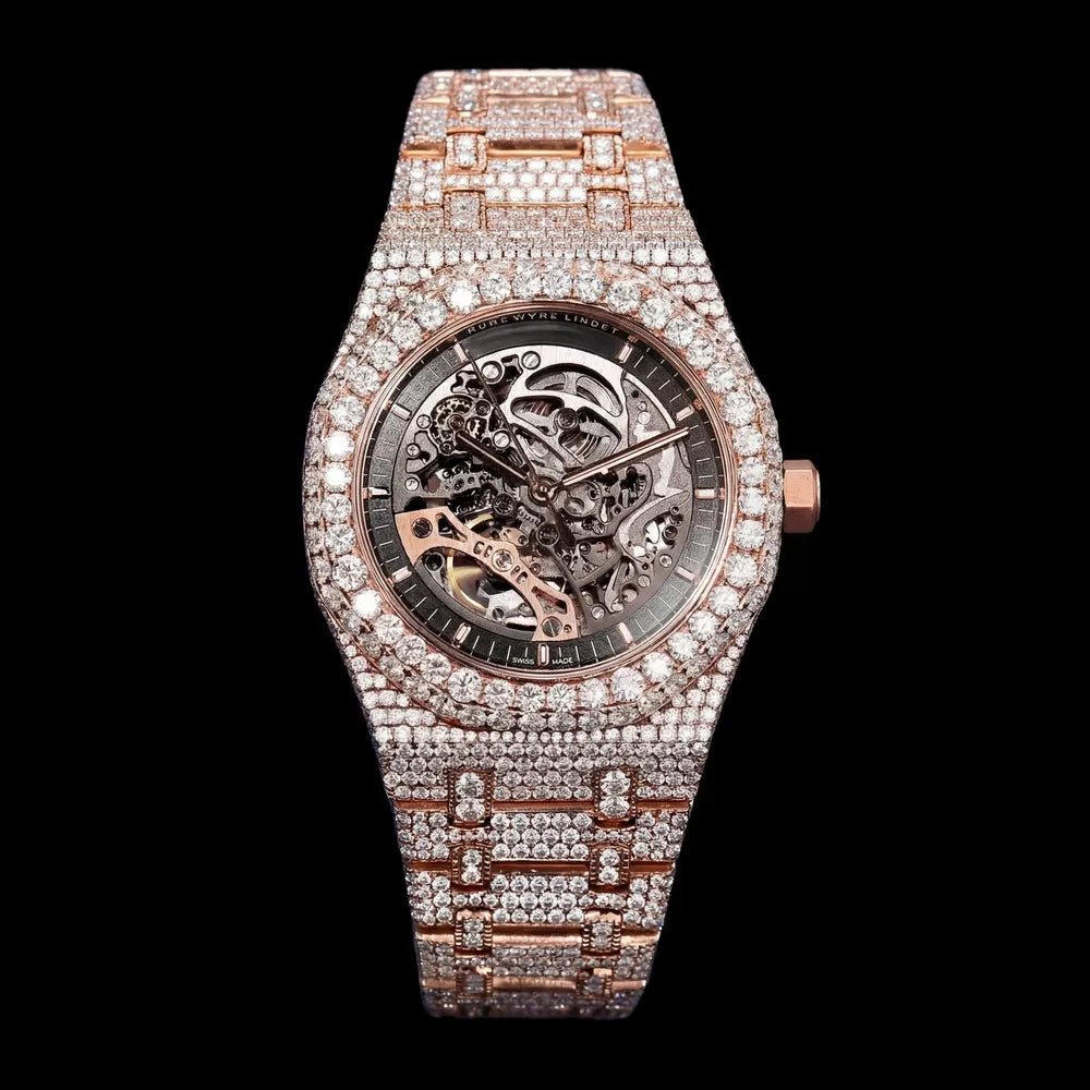 40mm VVS Moissanite APS Iced - Out Watch in Rose Gold - TONGSHOP / Color:White Gold / Style:White Gold