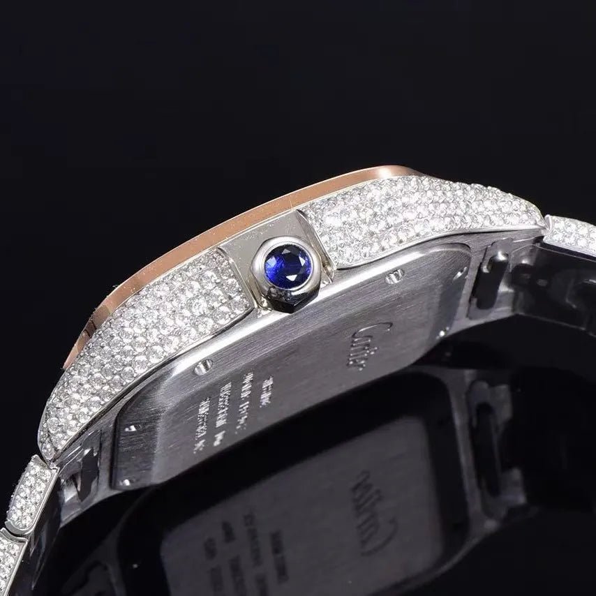40mm VVS Moissanite Square Full - Diamond Watch - Rose Gold - TONGSHOP / Color:Rose Gold / Color:White Gold