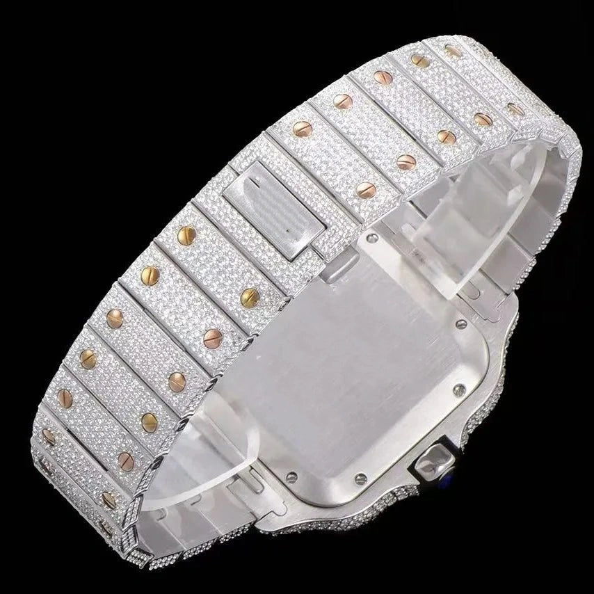 40mm VVS Moissanite Square Full - Diamond Watch - Rose Gold - TONGSHOP / Color:Rose Gold / Color:White Gold