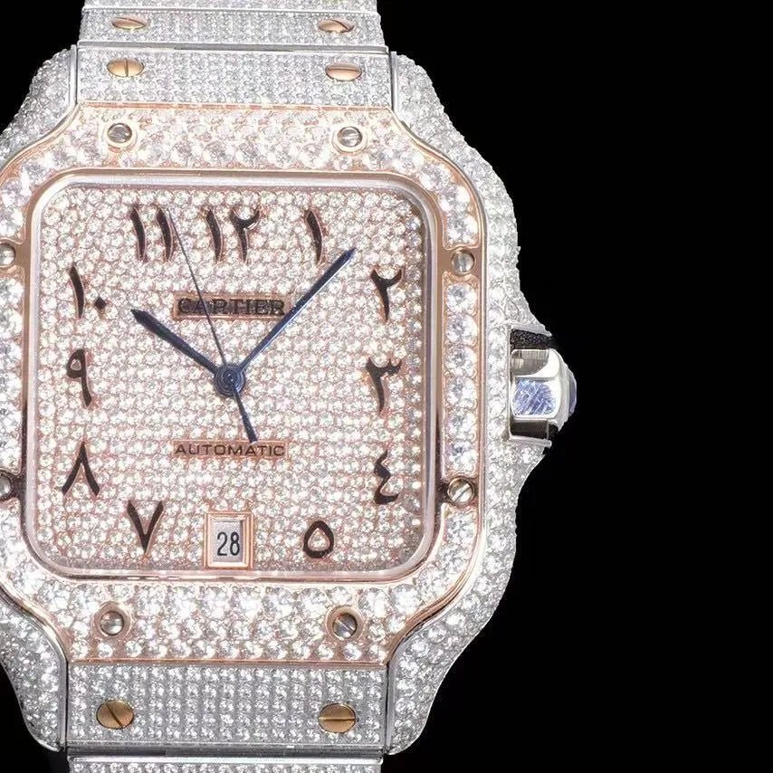 40mm VVS Moissanite Square Luxury Watch - Rose Gold - TONGSHOP / Color:Rose Gold / Color:White Gold