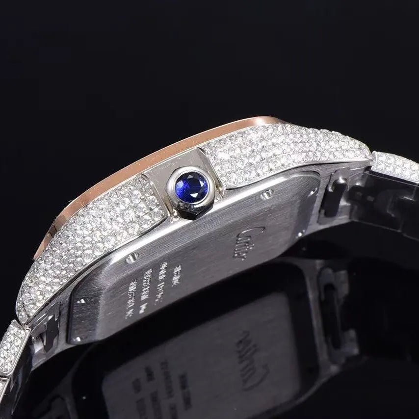 40mm VVS Moissanite Square Rose Gold Luxury Watch - TONGSHOP / Color:Rose Gold / Color:White Gold