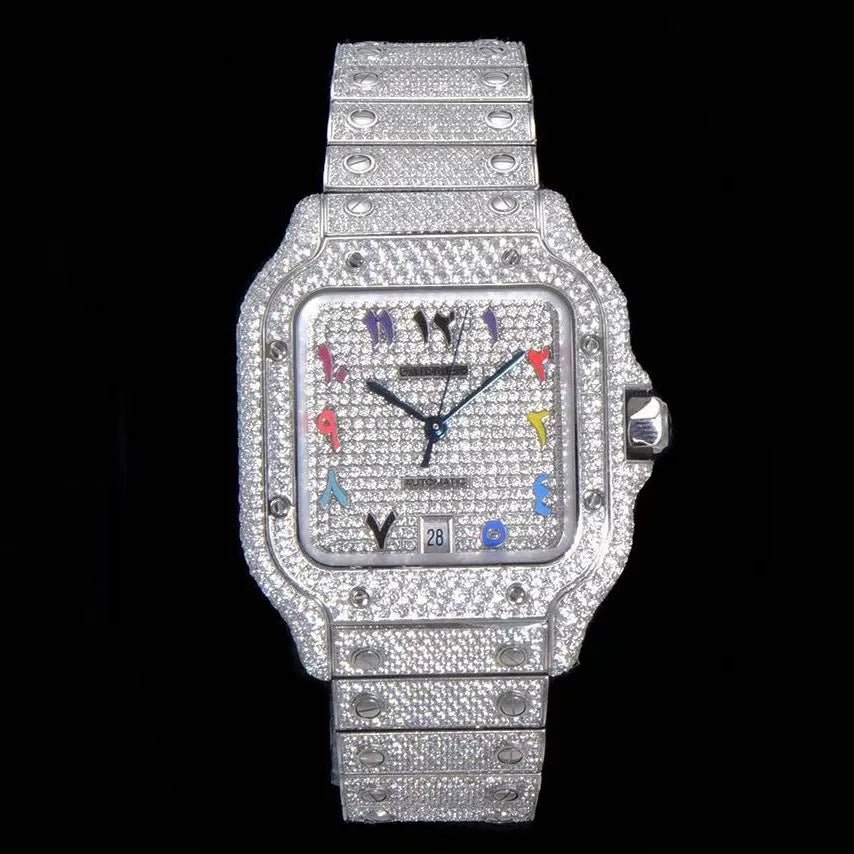 40mm VVS Moissanite Square Watch – Colored Edition - TONGSHOP / Color:Rose Gold / Color:White Gold