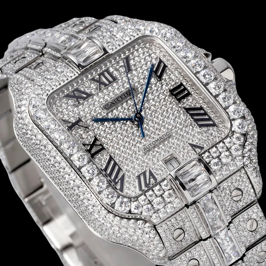 40mm Large Diamond VVS Moissanite Square Watch – Limited Edition