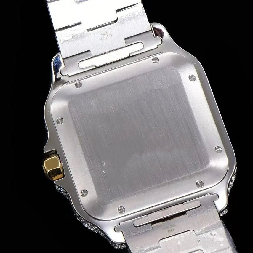 Orologio ghiacciato con moissanite VVS da 40mm, oro bianco bicolore