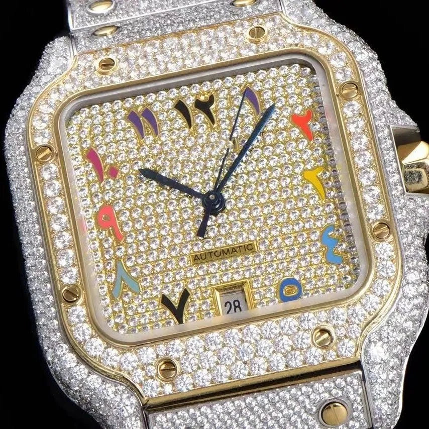 40mm Luxury VVS Moissanite Square Watch – Colored Edition
