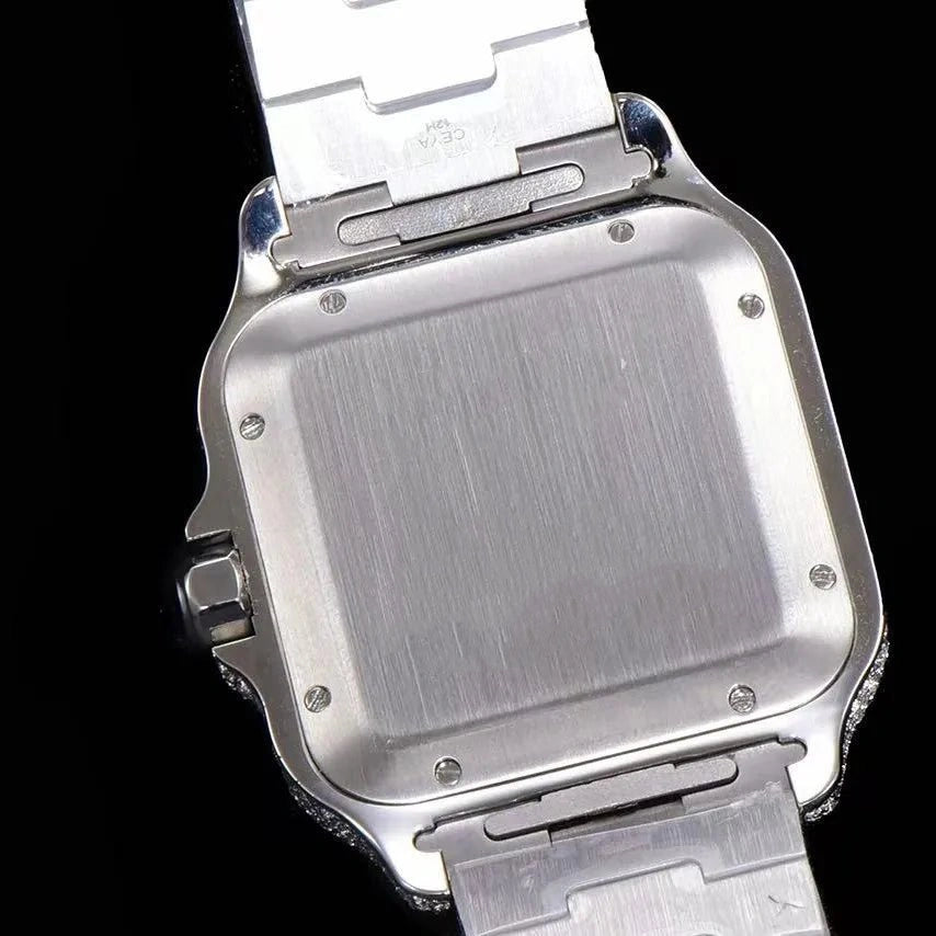 Montre glacée VVS Moissanite 40mm, or blanc bicolore