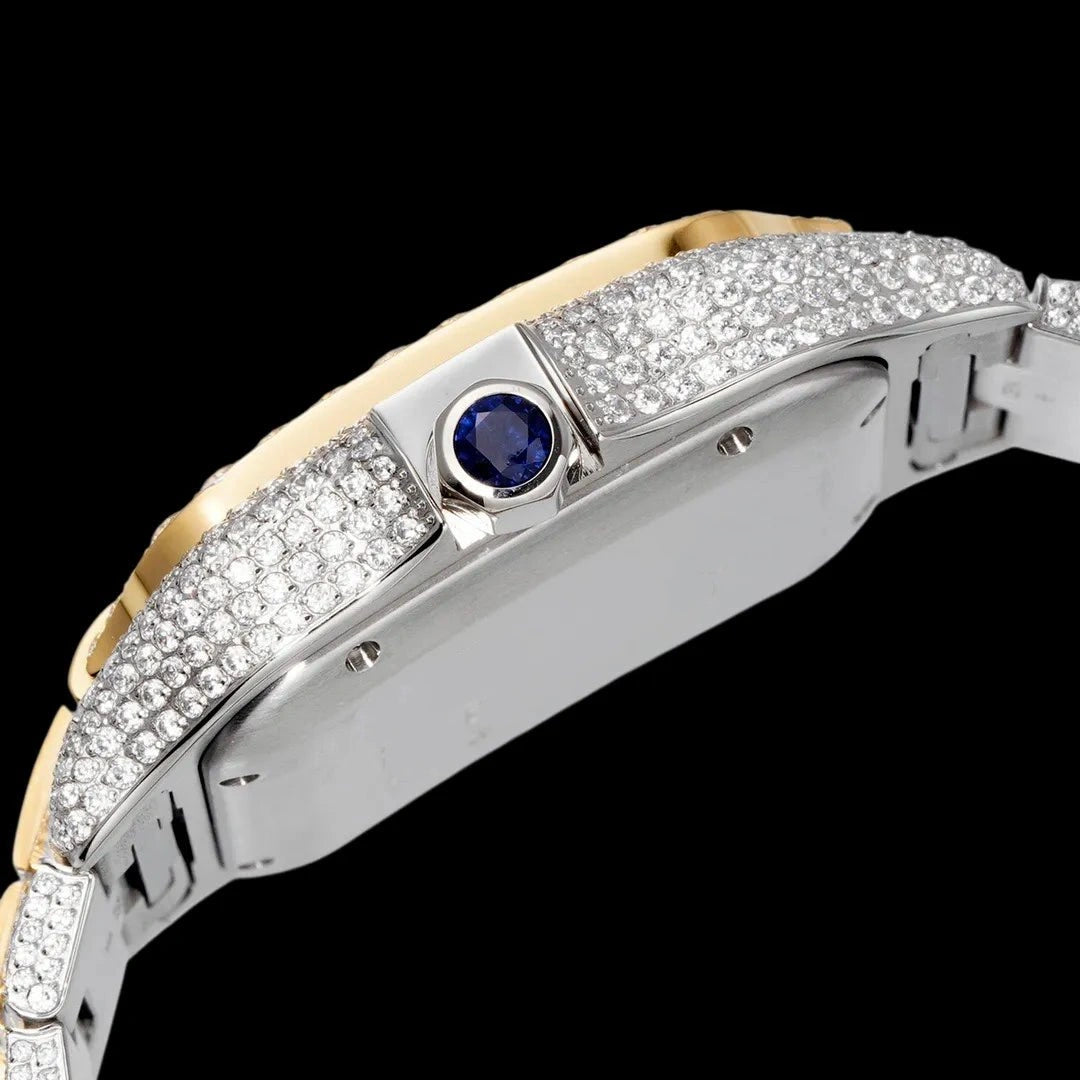 40mm Large Diamond VVS Moissanite Square Watch – Gold Limited Edition