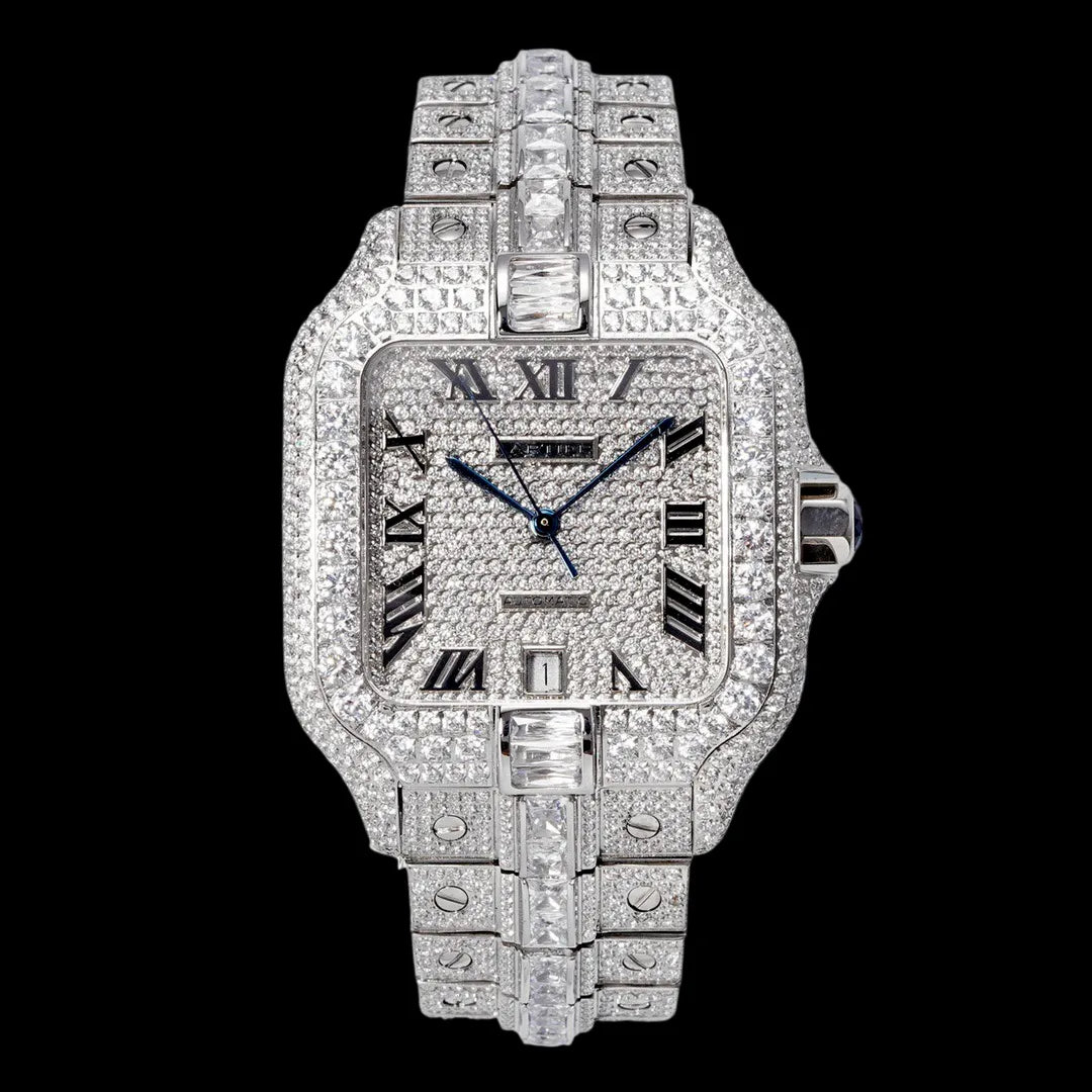 40mm Large Diamond VVS Moissanite Square Watch – Limited Edition