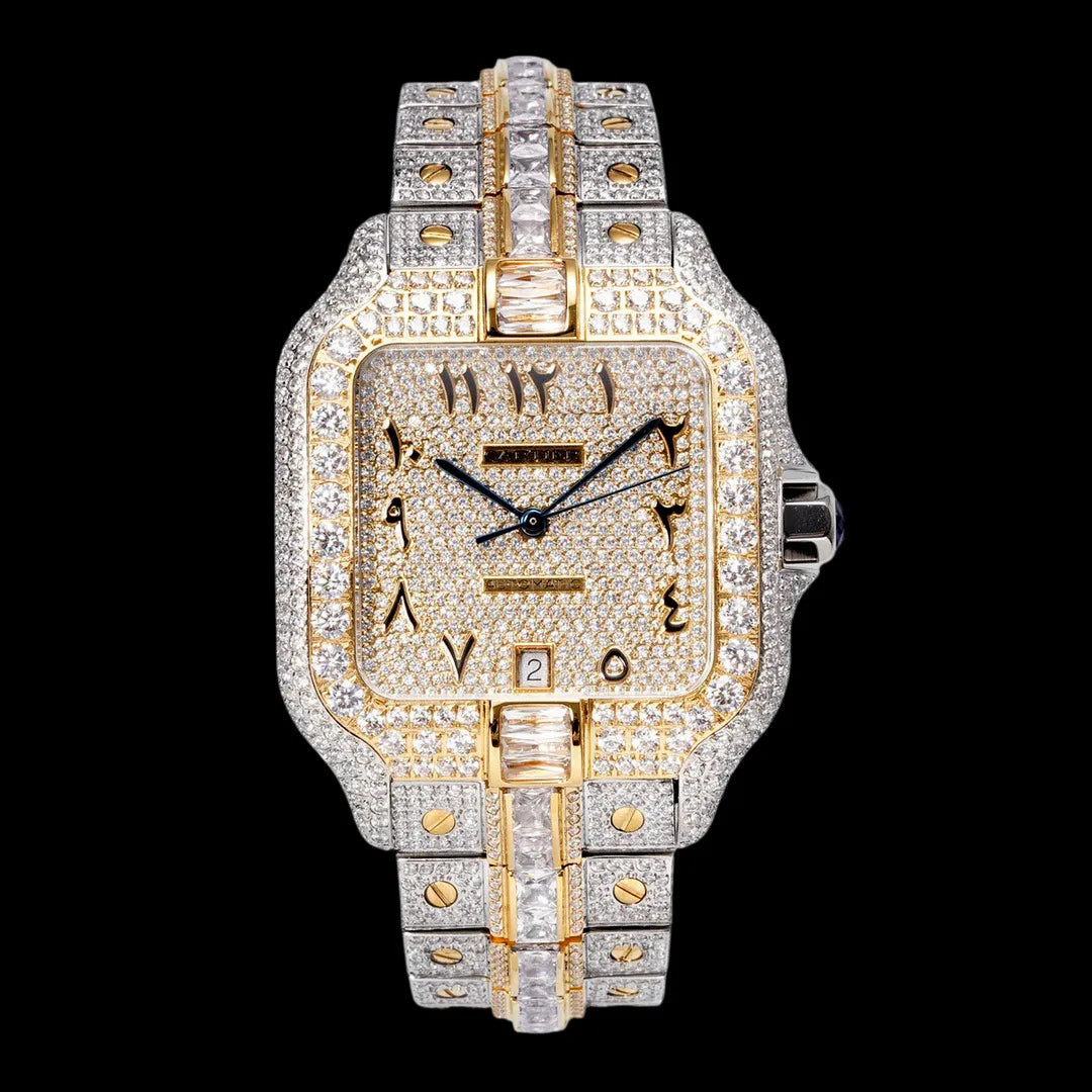 40mm Large VVS Moissanite Square Watch – Custom Gold Edition