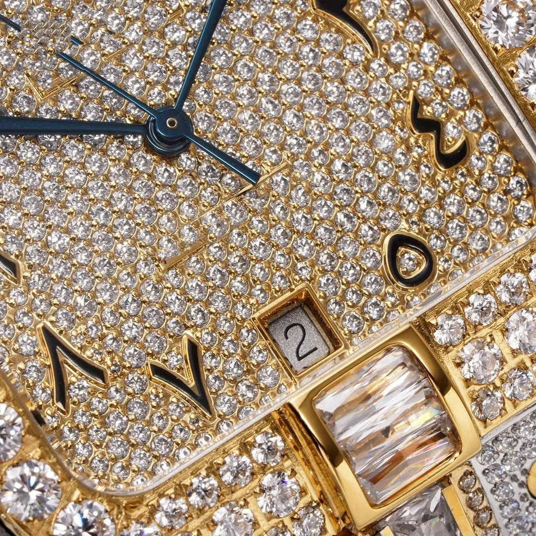 Orologio ghiacciato con moissanite VVS da 40mm, oro bianco bicolore
