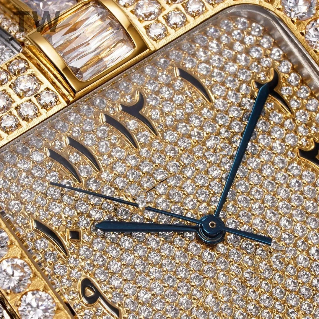 Orologio ghiacciato con moissanite VVS da 40mm, oro bianco bicolore