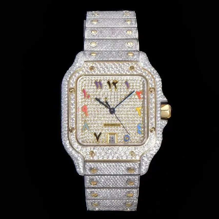 40mm Luxury VVS Moissanite Square Watch – Colored Edition