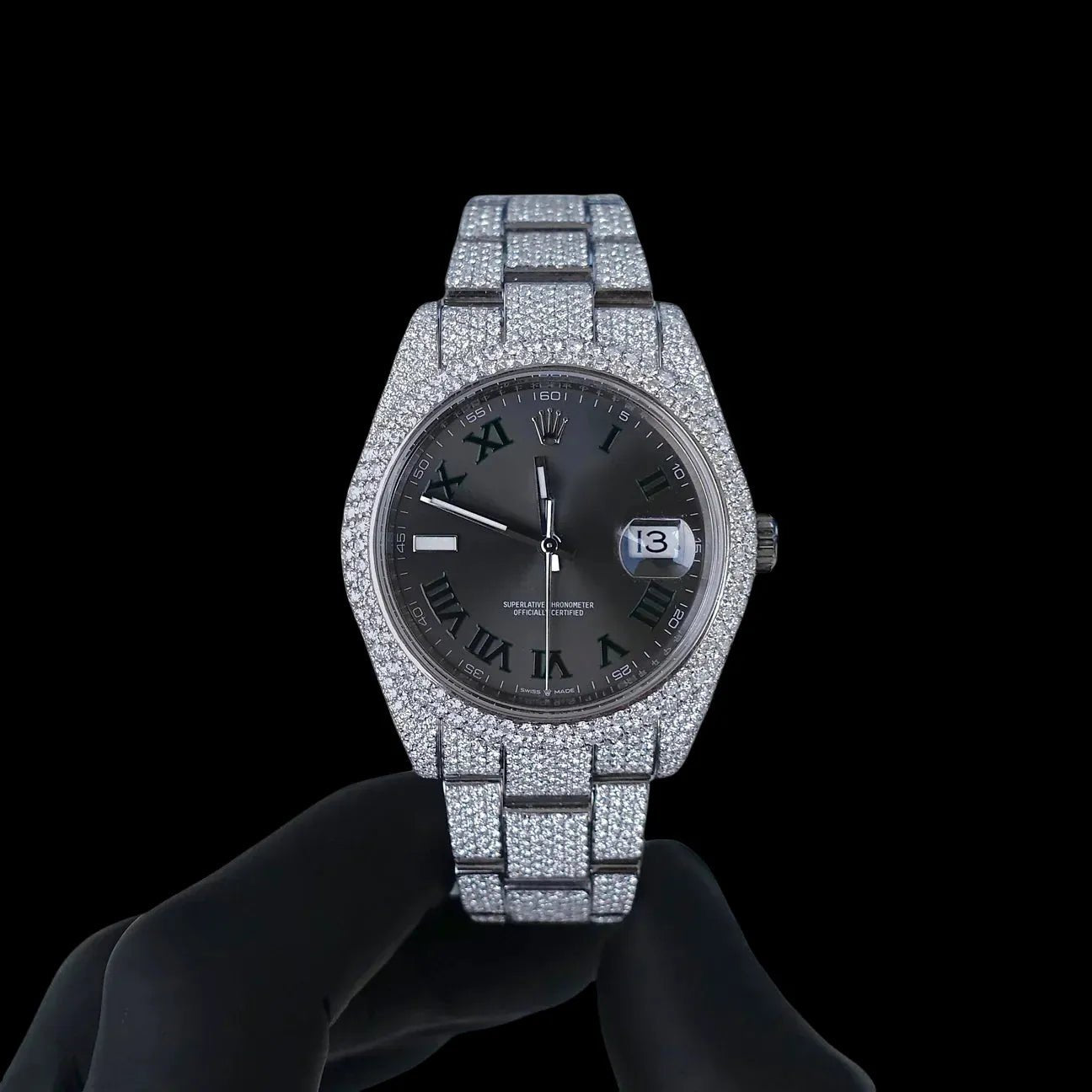 42MM Fully Iced Gray Dial Watch Era® 316 - TONGSHOP / WATCH /