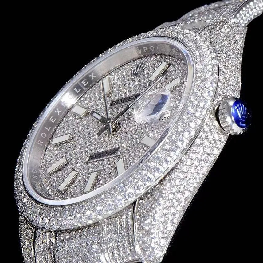 42mm Iced - Out Moissanite Full - Diamond Watch - White Gold - TONGSHOP / Style:White Gold / WATCH