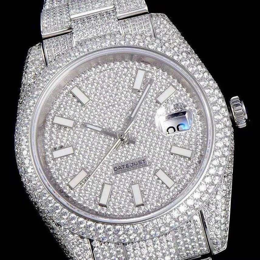 42mm Iced - Out Moissanite Full - Diamond Watch - White Gold - TONGSHOP / Style:White Gold / WATCH