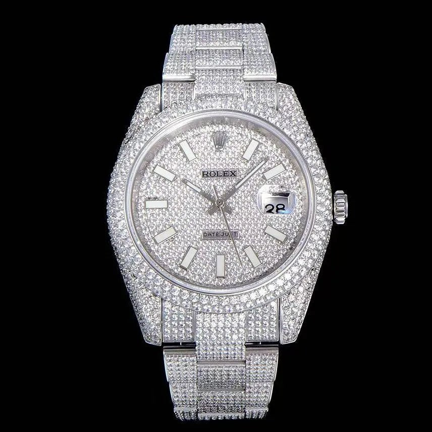 42mm Iced - Out Moissanite Full - Diamond Watch - White Gold - TONGSHOP / Style:White Gold / WATCH