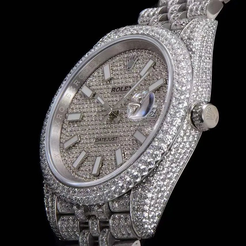 42mm Iced - Out VVS Moissanite Full - Diamond Watch - White Gold - TONGSHOP / Style:White Gold / WATCH