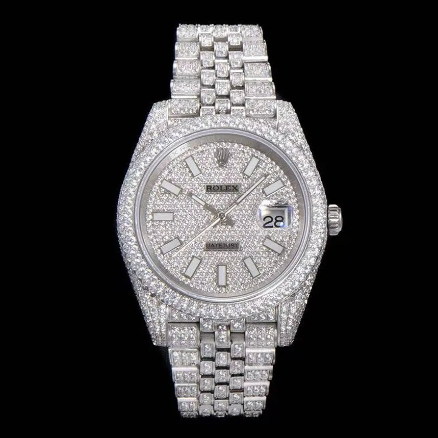 42mm Iced - Out VVS Moissanite Full - Diamond Watch - White Gold - TONGSHOP / Style:White Gold / WATCH