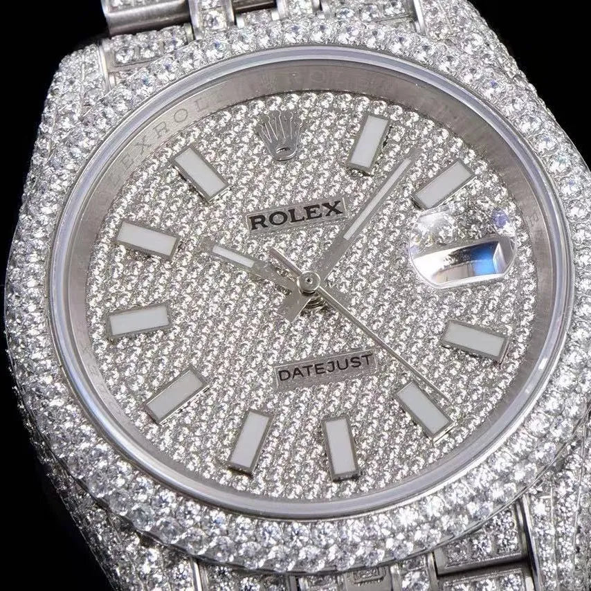 42mm Iced - Out VVS Moissanite Full - Diamond Watch - White Gold - TONGSHOP / Style:White Gold / WATCH