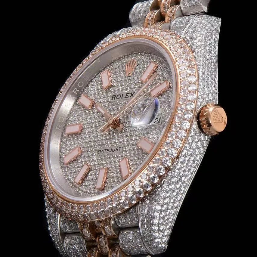 42mm Luxury VVS Moissanite 904L Full - Diamond Watch in Rose Gold - TONGSHOP / Style:White Gold / WATCH