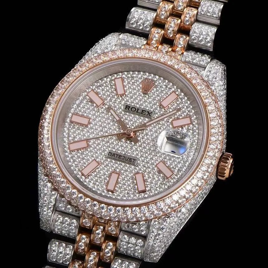 42mm Luxury VVS Moissanite 904L Full - Diamond Watch in Rose Gold - TONGSHOP / Style:White Gold / WATCH