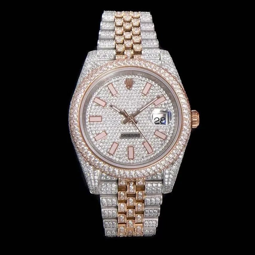 42mm Luxury VVS Moissanite 904L Full - Diamond Watch in Rose Gold - TONGSHOP / Style:White Gold / WATCH